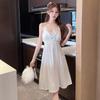 New Ice Silk Suspender Nightgown Nightdress Women's Lace Butterfly Long Palace Breathable Home Silkworm Silk