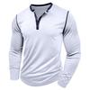Fall Spring Men Shirt Buttoned Stand Collar Color Matching Pullover Slim Fit Mid Length Casual Daily