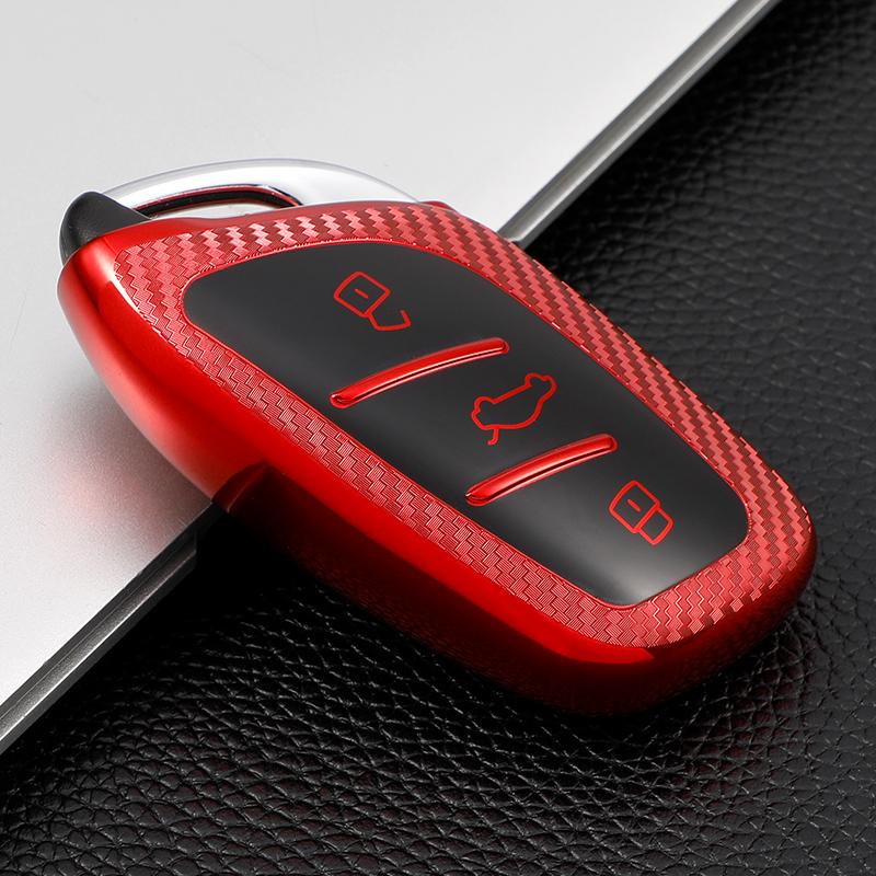TPU Carbon Fiber Car Smart Key Case Cover Bag for MG ZS EV MG6 EZS HS EHS 2019 2020 for Roewe RX5 I5 I6 RX3 RX8 ERX5