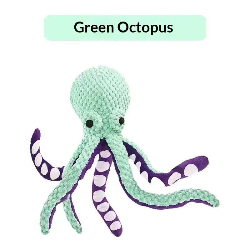 Eco-Friendly Plush Octopus Squeaky Dog Toy Animal Shape Big Small Pets Classic Modern Cartoon Style светло-зеленый