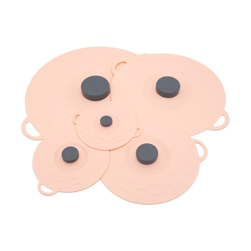 5Pcs Anti-spill Silicone Pot Lid Cover Sealed Tableware Pot Lid Fresh Keeping Cover  Kitchen Gadgets