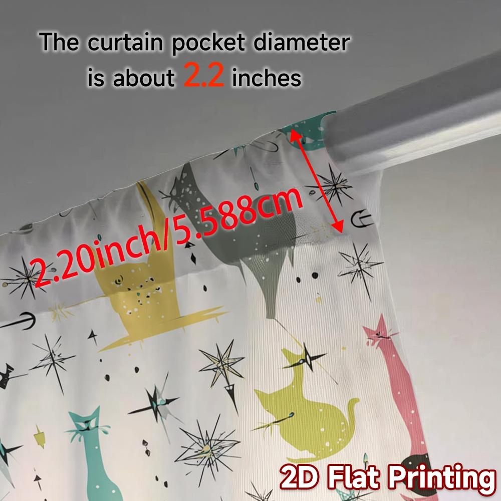 2D Flat Printing  JIT 2pcs   Curtains (Without Rod) Atomic Cats Popular Curtains&Window Treatment Fabric Curtains Versatile All