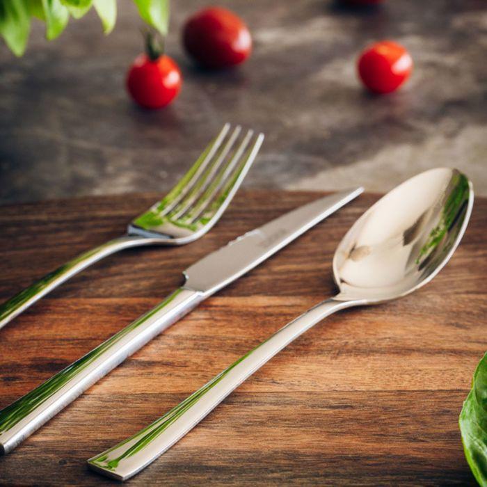 Monix módena | ensemble de couverts de 24 pièces avec couteau à steak, en acier inoxydable 18/10, design contemporain, finition