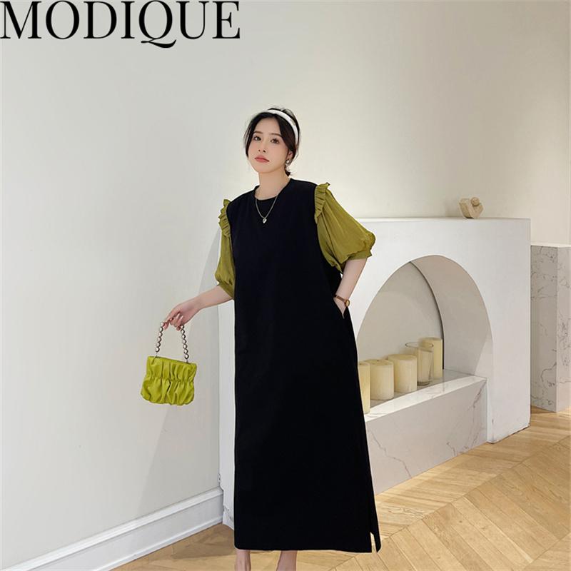 MODIQUE Summer Plus Size New Dress Shirt Women Loose Streetwear Cotton Linen Sweet  Dress - Casual Female Dresses O-Neck Lantern Sleeve