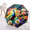 Peacock Theme Design Folding Umbrella-Fashionable Auto-Open Design 8 Iron Ribs Plastic Handle Foldable Sunshade,Perfect Gifts