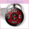 Firefighter Classic Emblem Time Gem Keychain Pendant Stylish Metal Key Ring
