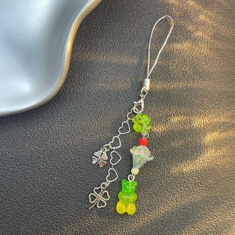 Charming Resin Animal Keyring Phone Chain with Detachable Fruit Charm Detailing for Mobile Devices or Bag Decoration