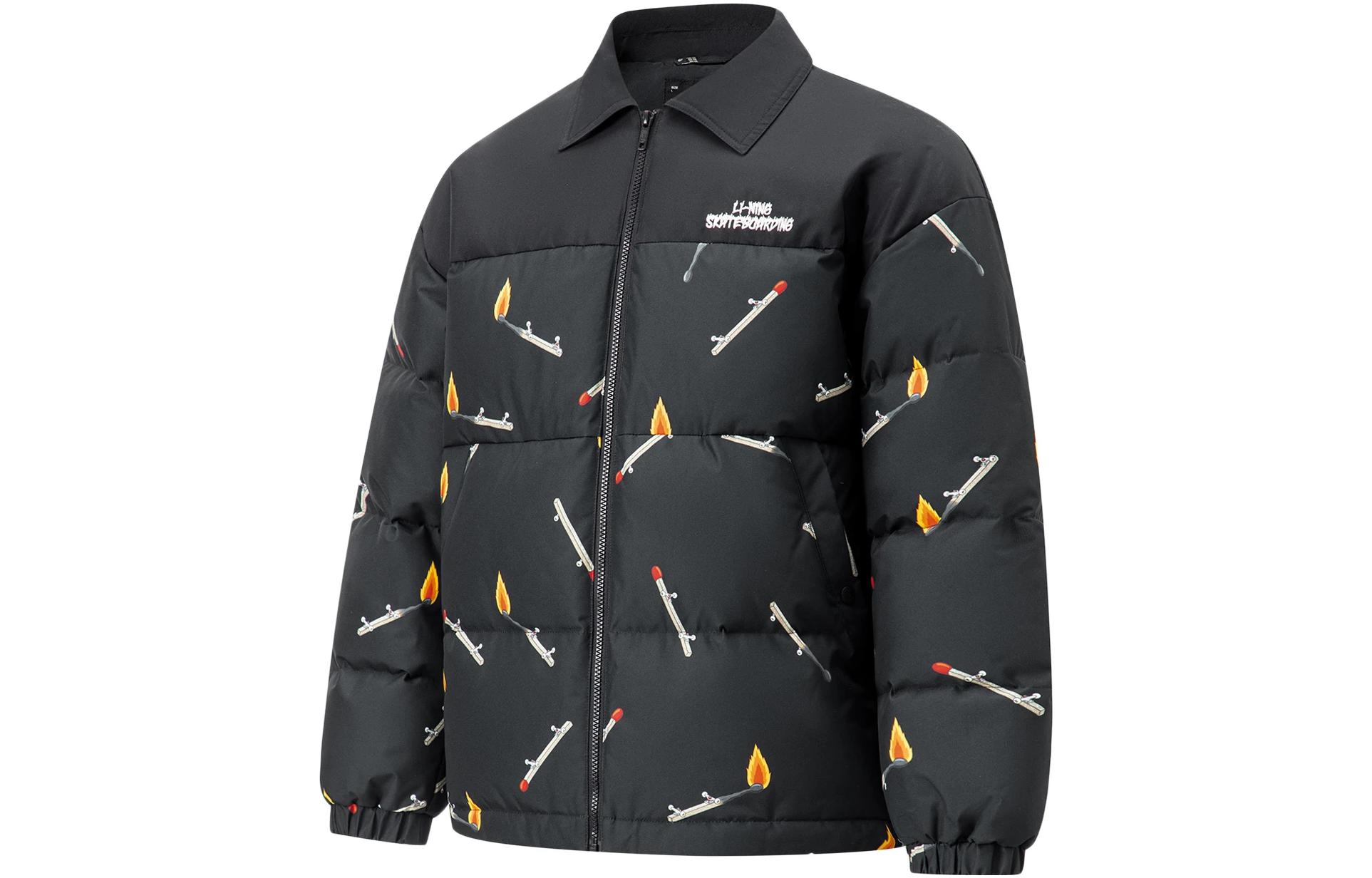 Мужская пуховая куртка Li Ning Черная с принтом AYMT173-4 M