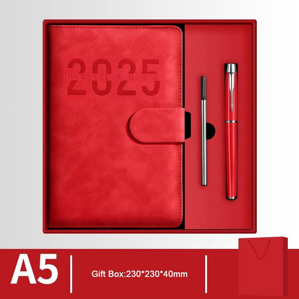 A5 Leder 2025 Geschäftsplan, Studenten Tagesplaner, 365-Tage-Notizbuch, Schnallennotizblock, Memo, 208 Blätter, 416 Seiten