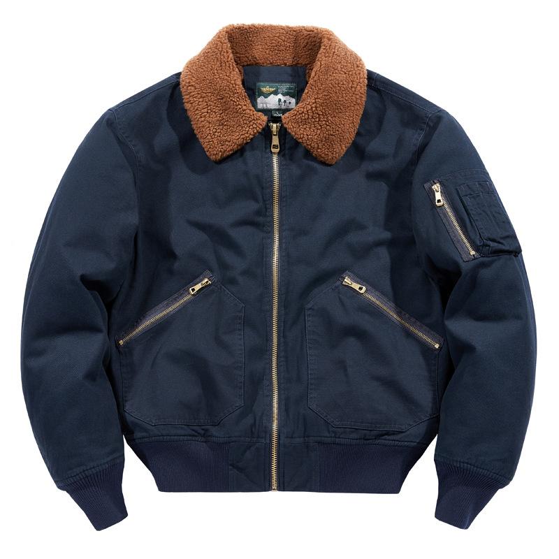 Winter Flight Jacket Men's Imitation Lamb Wool Padded Jacket Lapel Overalls Fleece Thickened Loose Thermal Padded Jacket