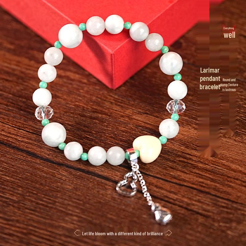 Elegant Chinese Petrified Wood Bracelet with Gourd Pendant – Women's Luxury Wenwan Jewelry