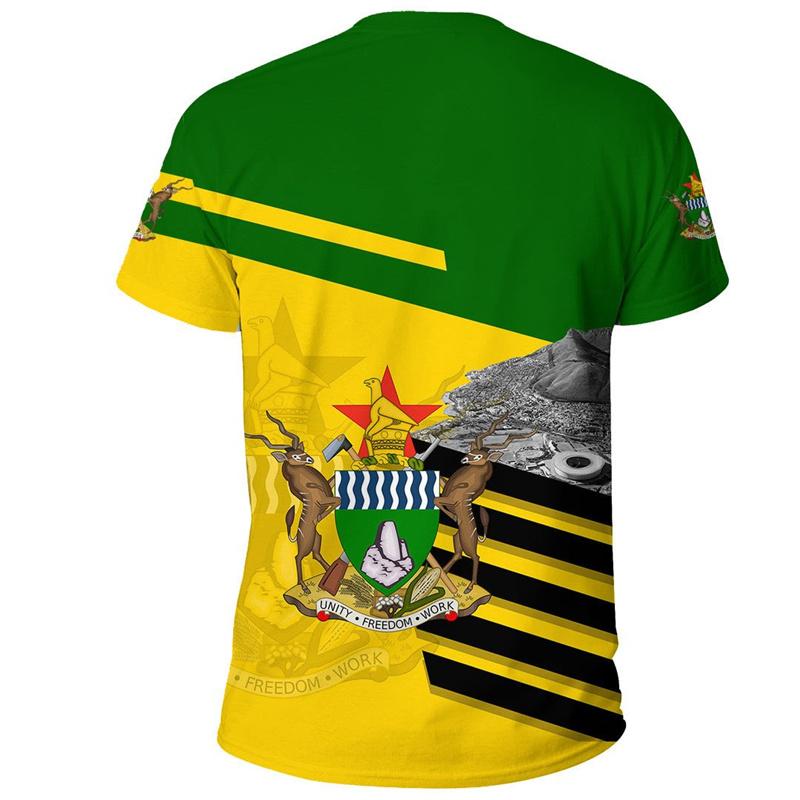Sommer Rundhals 3D Simbabwe Print Top Modische Lässige Kurzarm Herren T-Shirts