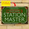 1Pc Water Resistant Custom British Railways Station Master Metal Sign - High Gloss Aluminum Wall Decor | Easy Mounting