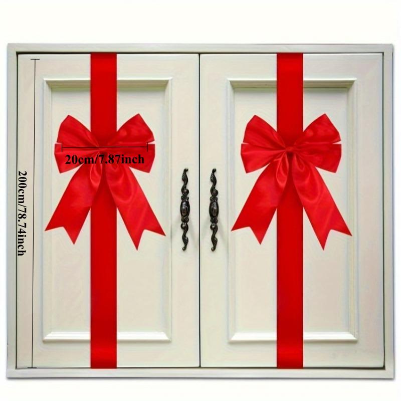 1Pc Decorative Holiday Bows with Double-Sided Tape, Reusable Ready-to-Use Ornaments for Door and Cabinet Festive Decor