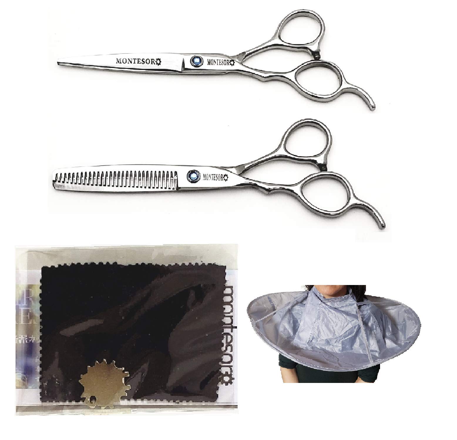 

montesoro люди материал для стрижки волос, который прореживает группу [Только для левшей] 5 штук ножницы, прореживающие, для самострижки, высококачественные