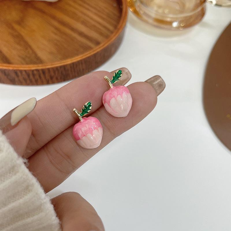 S925 Silver Needle Peach Earrings: Cute, Fresh, & Versatile Japanese-Korean Design for Women