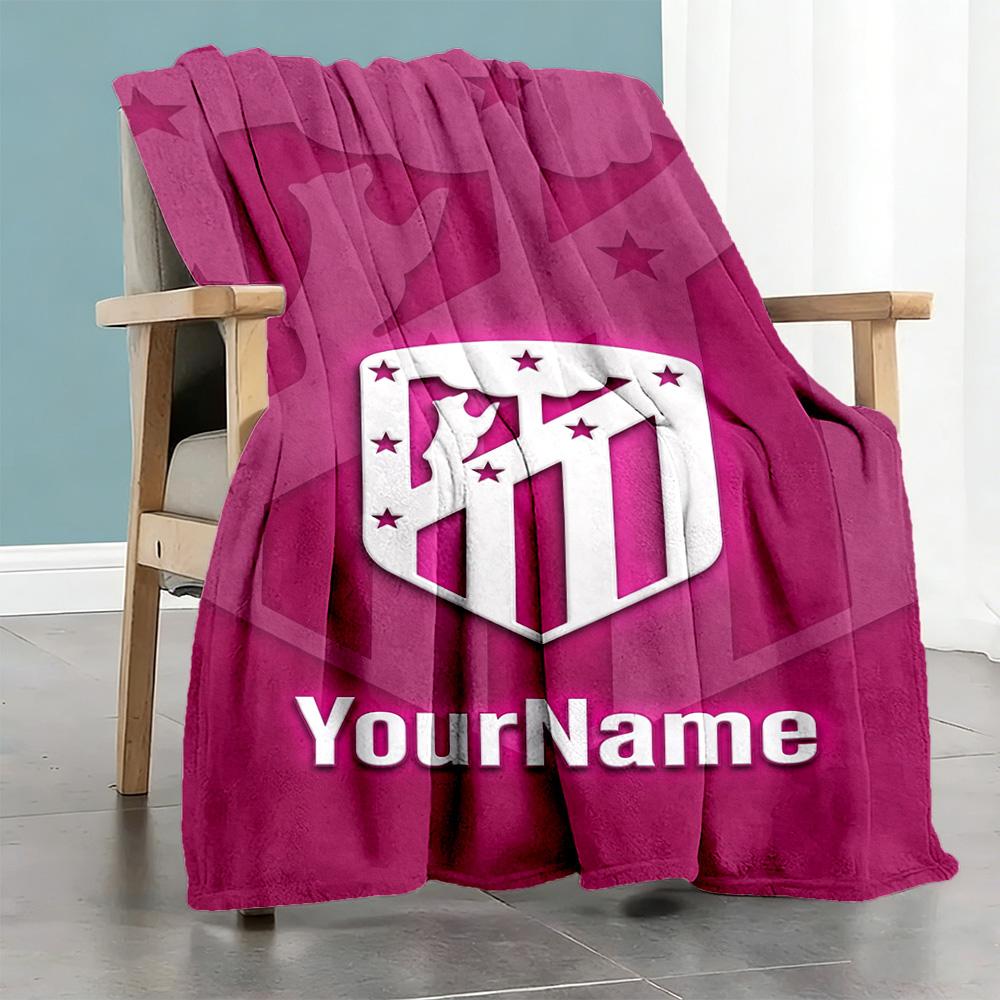 Atletico Madrid Personalized Name Blanket Lightweight Customizable Blanket Soft Warm Cozy Throw For Chair Living Room Sofa Livingroom for All Occasion