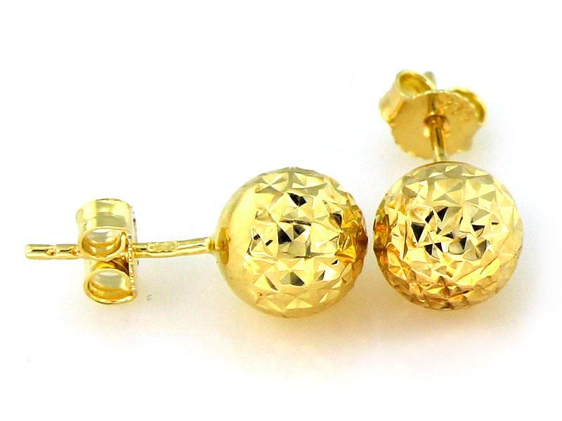 375 gold ball earrings, diamond stud balls, 0.48g, 9kt studs