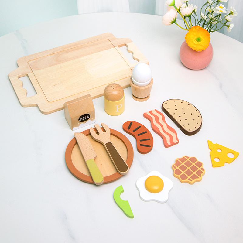 Early Education Children Play House Kitchen Simulation Set Kitchen Utensils Natural Breakfast Group Parent-Child Interactive Toys