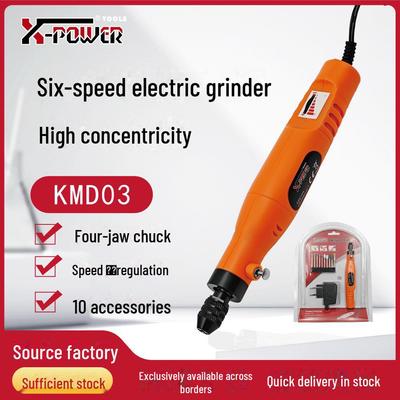 12V Mini-Elektrogravur-Schleifer mit einstellbarer Drehzahl, geradem Griff und Dreibackenfutter zum DIY-Polieren