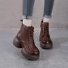 Genuine Leather Zippered Retro Platform Heel Women's Martin Boots