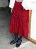 Winter Slimming Velvet Pleated Lace Skirt - Textured Design