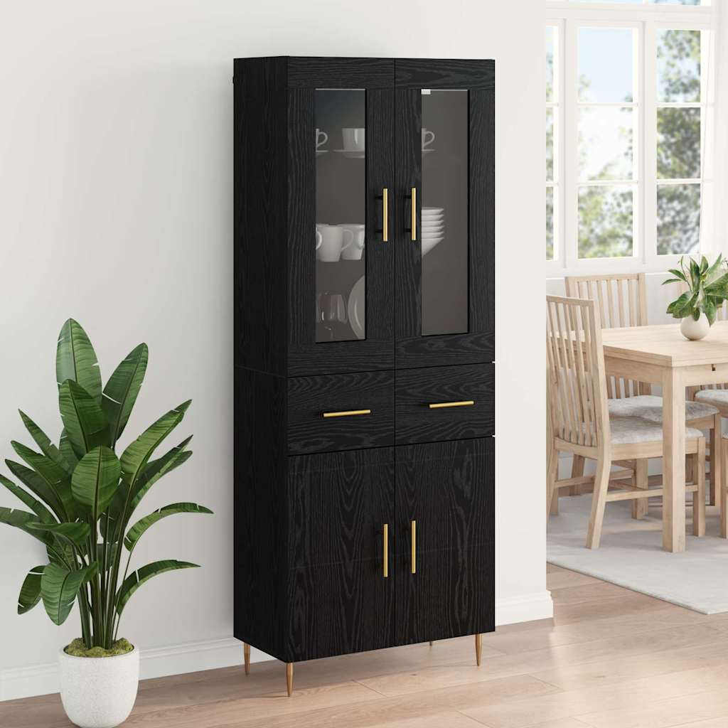 Highboard 2 pcs Black Oak Effect Particleboard