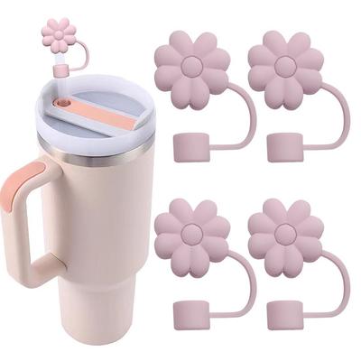 Flower Silicone Straw Cap - Solid Color, Soft, Food-Grade, Anti-Dust Cover