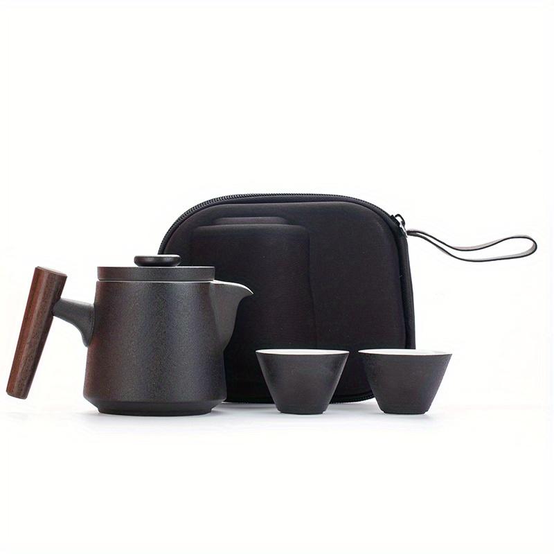 Exquisite Ceramic Quick Cup One Pot Two Cups Three-piece Travel Tea Set Outdoor Tea Cup Set Large Portable  Flower Tea Pot