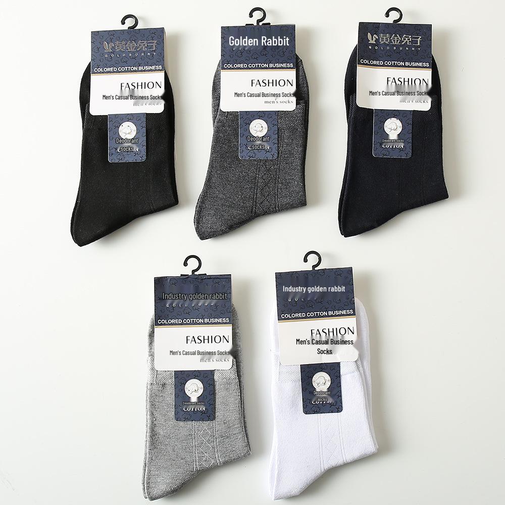 Chaussettes d'affaires en coton respirant pour hommes - Absorbantes la transpiration, déodorantes, antibactériennes, longueur mi-mollet pour le printemps et l'été
