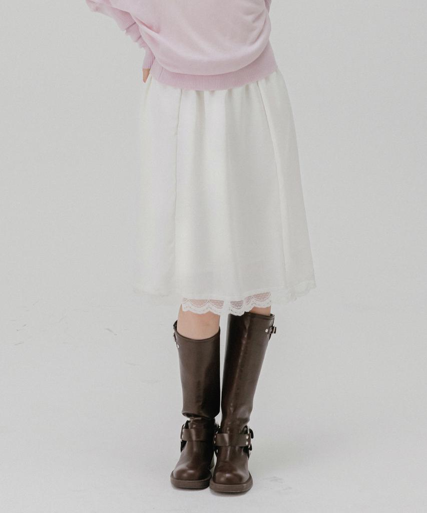 Mellotoli Lace Satin Midi Skirt (2 Colors)