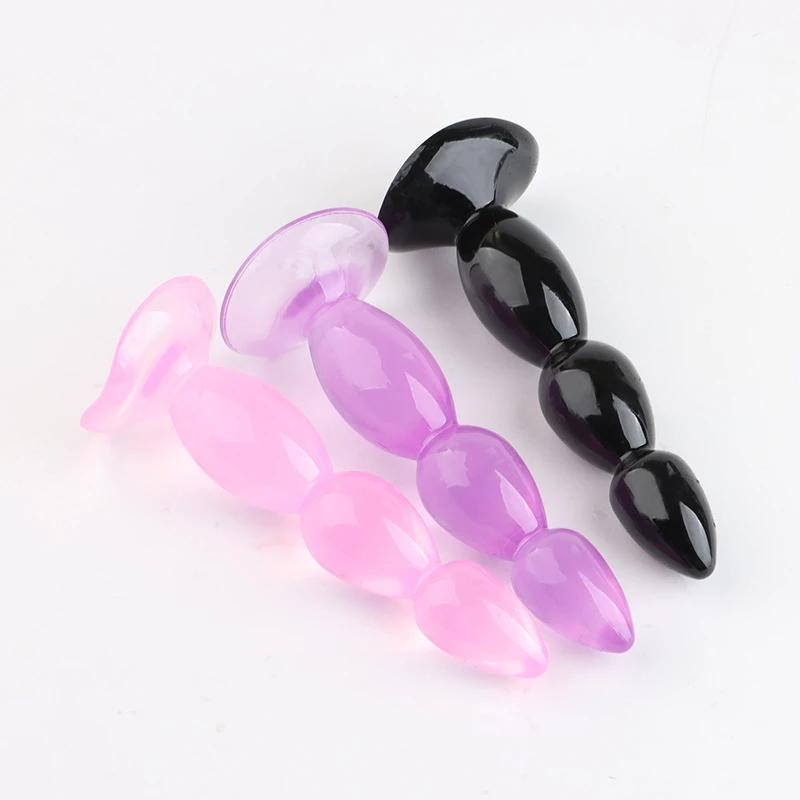 Soft Anal Dildo Butt Plug Prostate Massager Adult Gay Phalluses Anal Plug Beads G-spot Erotic Sex Toys For Men Women