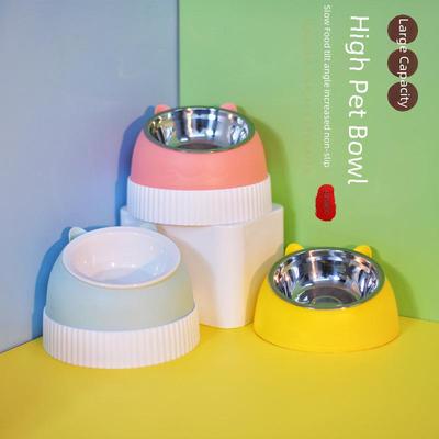 Elevated Stainless Steel & Ceramic Pet Bowls - Anti-Tip Design for Cats & Dogs, Protects Cervical Vertebrae, Double Bowl Set