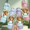 1PC Teddy Bear Text Quote Art Print 750ml Color Plastic Sports Water Bottle Leakproof Flip Straw Lid Suitable for Sports Office Home Use