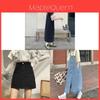 Vintage Denim Suspender Skirt With Knitted Fabric For Casual And Travel Wear
