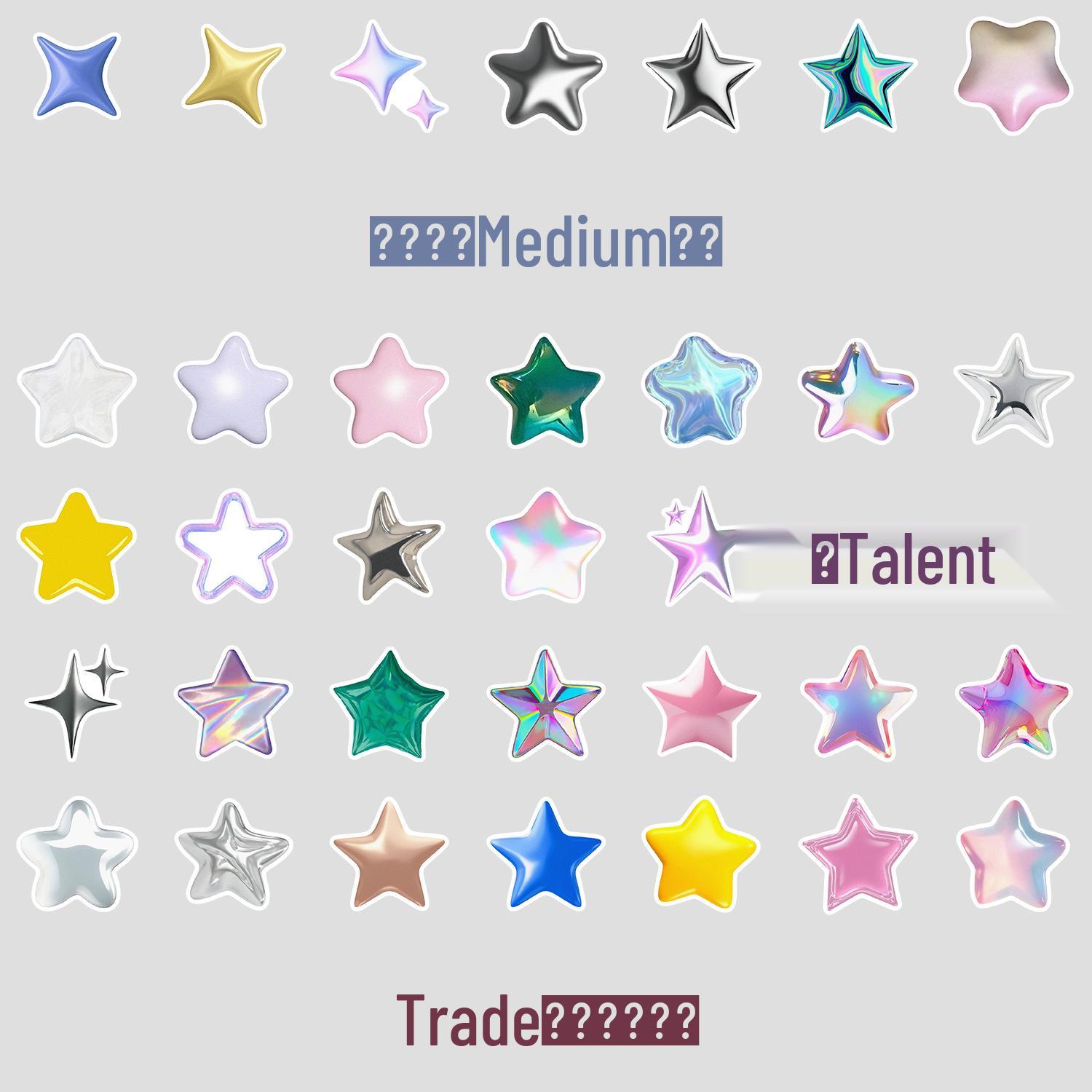 50 Sheets 3D Star Graffiti Waterproof Stickers for Water Bottles and Phones