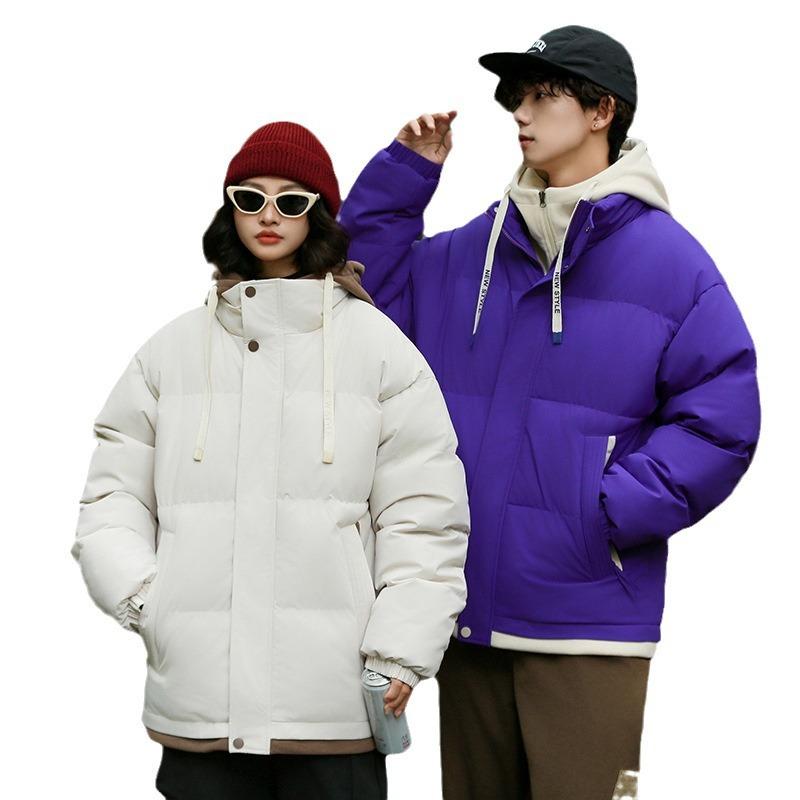 Quality 2025 Autumn and Winter New Cotton-padded Clothes Men's Casual Versatile Thickened Couples Hooded Fake Two-piece Cotton Jacket Tide