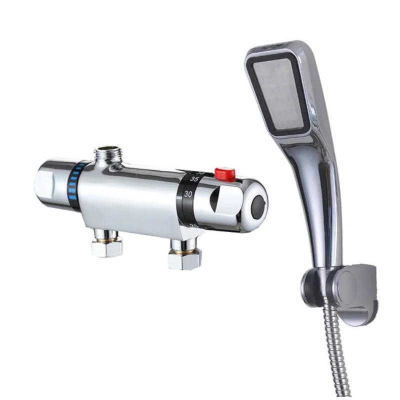 Zinc Alloy Chrome Thermostatic Shower Faucet Mixer Valve Dual Handle Bathroom Bathtub Shower Faucet Cold /Hot