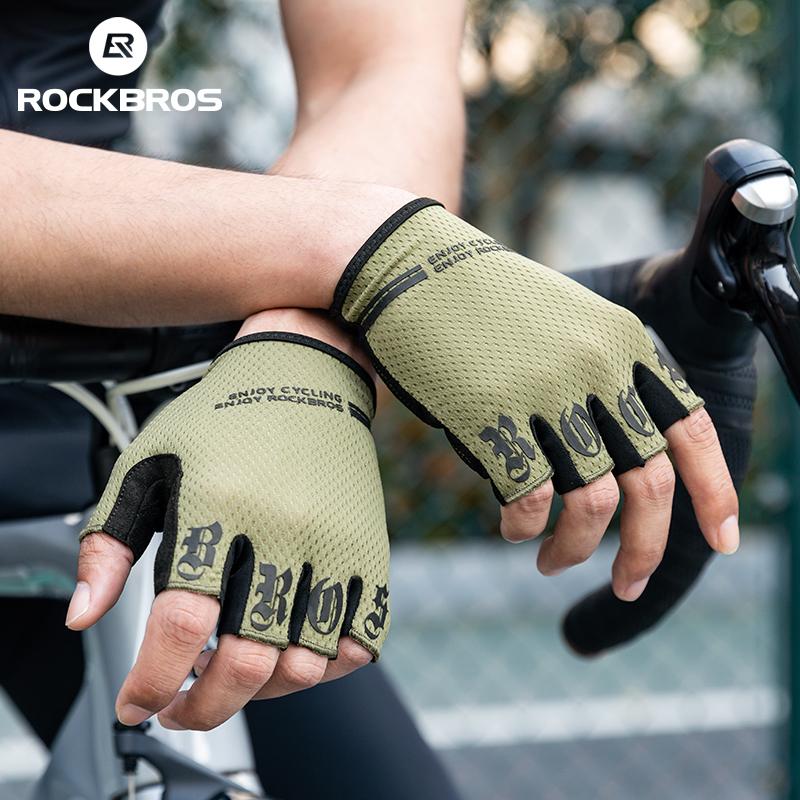 ROCKBROS Cycling Gloves Bike Shockproof Half Finger Gloves Breathable Anti-shock Bike Short Gloves Summer High Elasticity Gloves 6