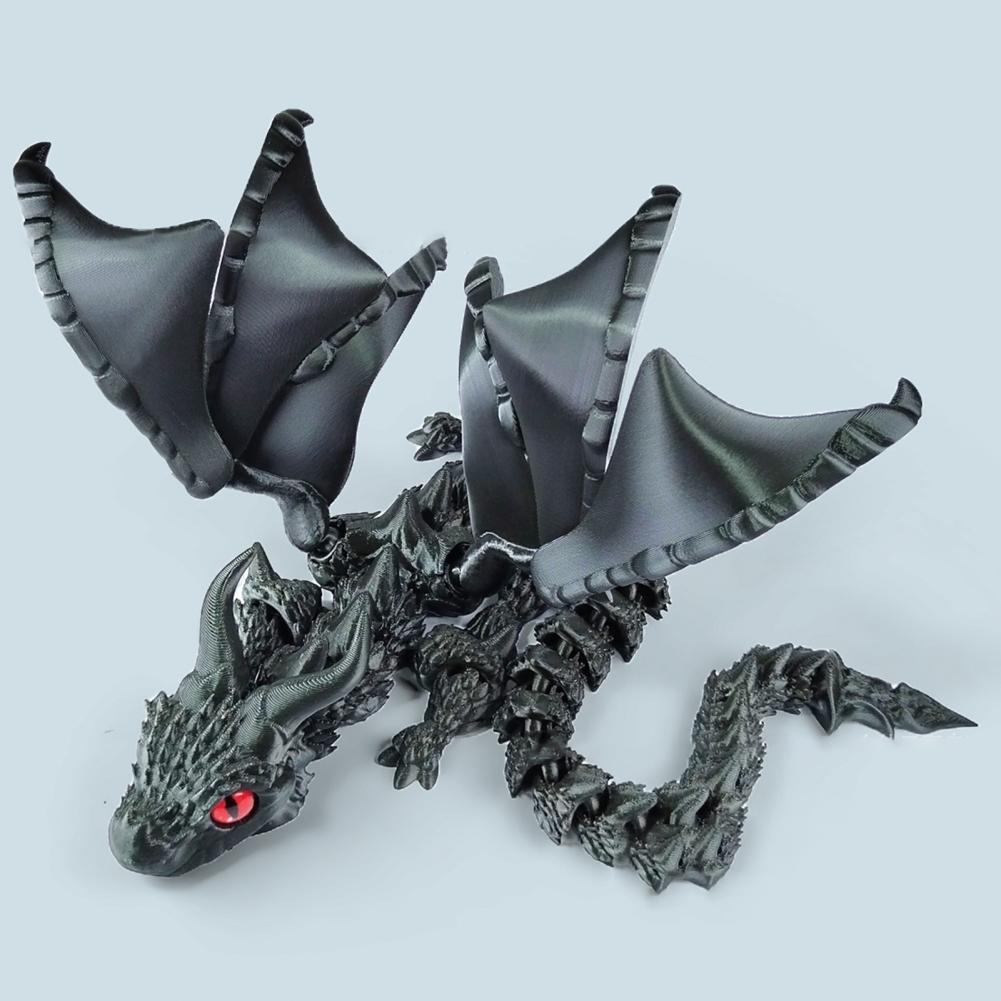 3D Printed Dragon Ornament Stress Relief Articulated Dragon Figurine With Wings Flexible Realistic Dragon Sculpture Home Decor