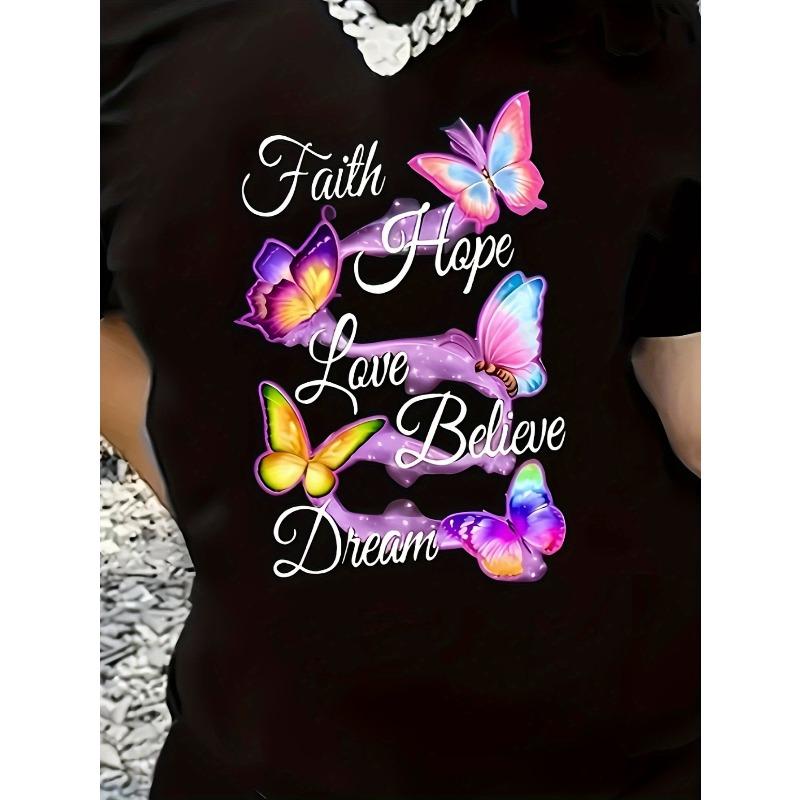 European Size Fashionable Letter Cartoon Print Women'S Round Neck Pure T-Shirt, Simple Design