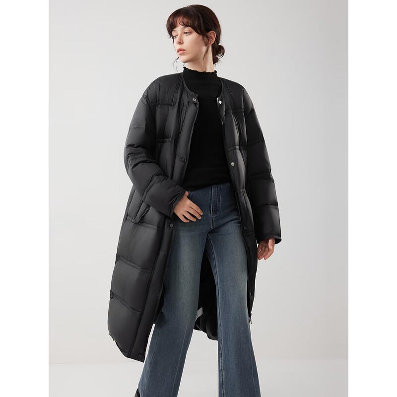 ELLE Women's Long Hooded Duck Down Jacket