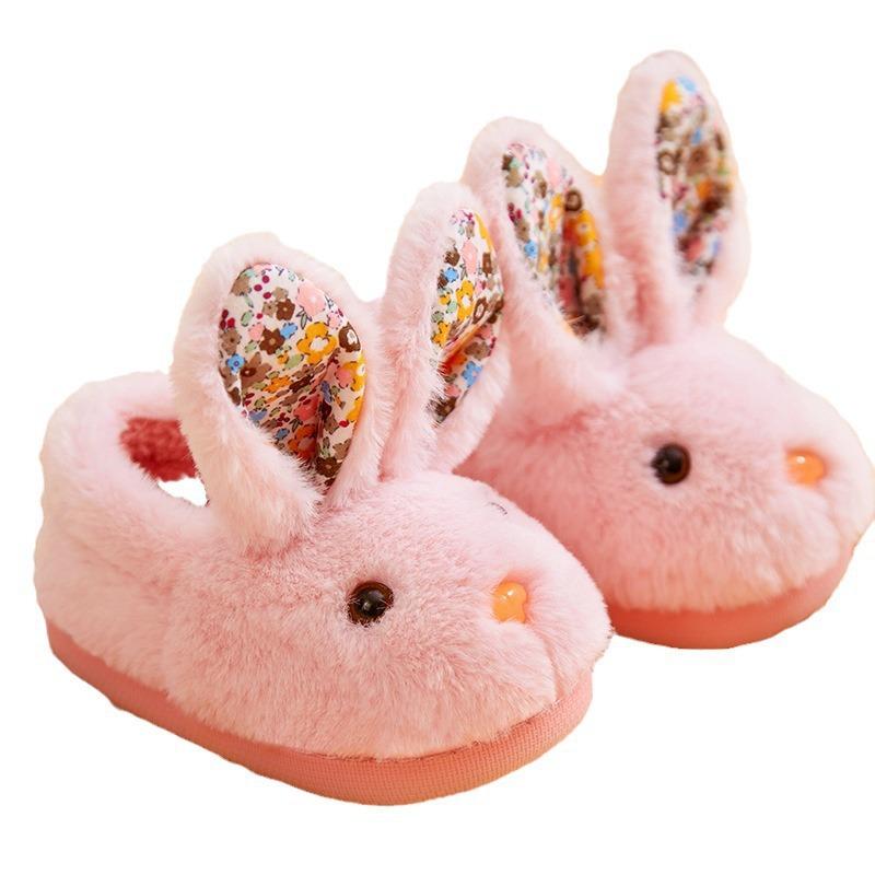 

For autumn and winter, girls and boys wear rabbit cotton shoes for warmth and indoor furry slippers EUR24-25 розовый