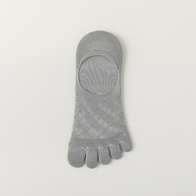 

Мужские хлопковые носки-следки с пятью пальцами, сетчатые, дышащие, антибактериальные и дезодорирующие, для весны и лета, ромбовидные, невидимые, с разделением пальцев 1 pair серый