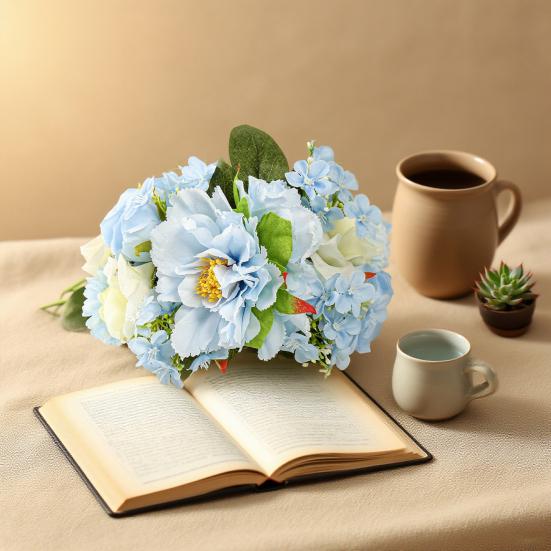 Floral Curtain Tiebacks with Realistic Silk Flowers Adjustable Fabric Straps Decorative Curtain Accessories for Wedding Home