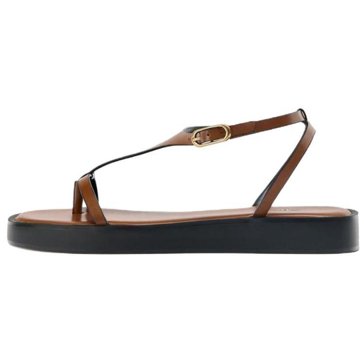 

Zara Женские сандалии Pu с открытым носком, винтажным ремешком и толстой подошвой 3 см, коричневые 1603610105 39