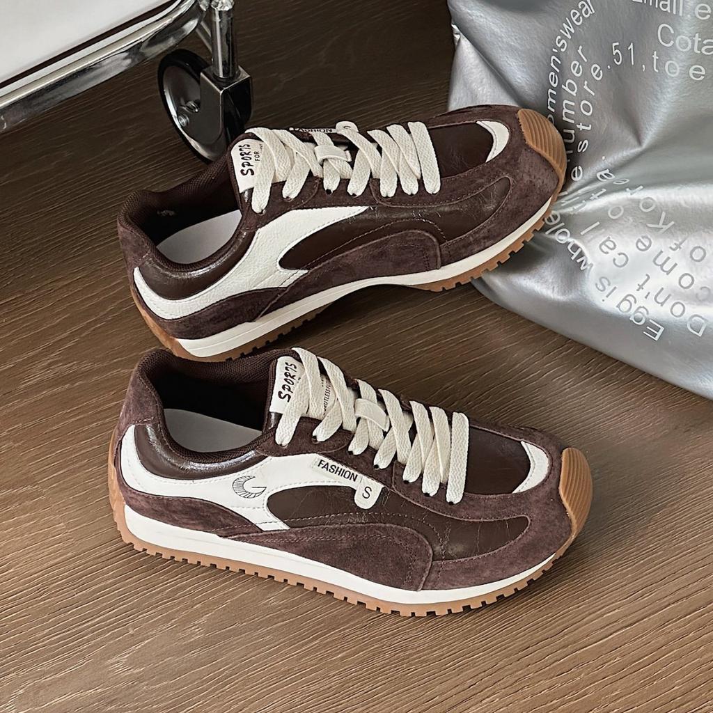 Retro Versatile Soft Sole Breathable Casual Sports Shoes Women's Summer Fashion Korean Version Lace-up Splicing Mesh Cotton Forrest Gump Shoes