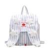 Rabbit Ears Striped Backpack Pink Backpack Stars Embroidered Bag Large Capacity Commuter Student Class School Bag Canvas