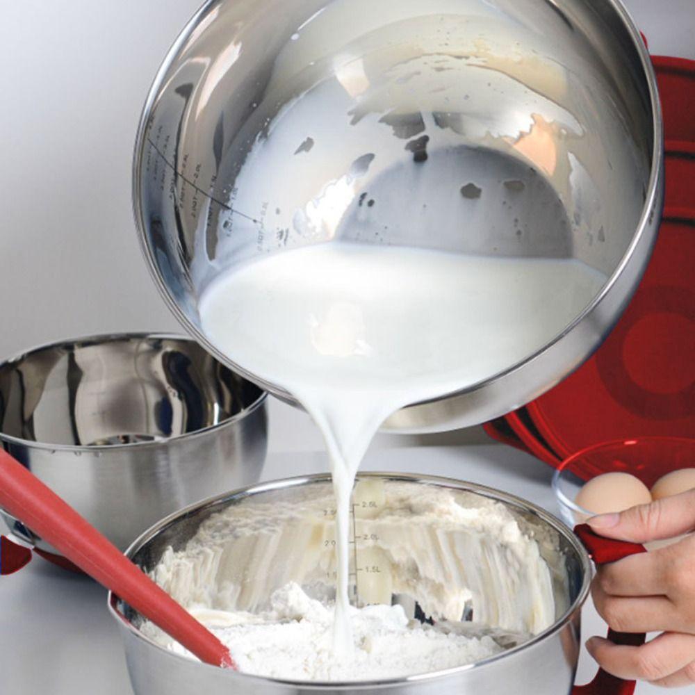 Stainless Steel Mixing Bowl Scaled Salad Basin Multifunctional Kneading Dough Bowl  Cream