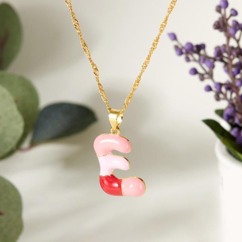 Personalized Colorful Letter Alloy Necklace Adjustable Chain Everyday Wear Letter Pendant Chokers For Women Unique Gift